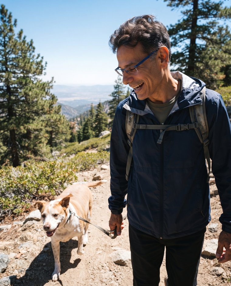 Niel hiking with Copper